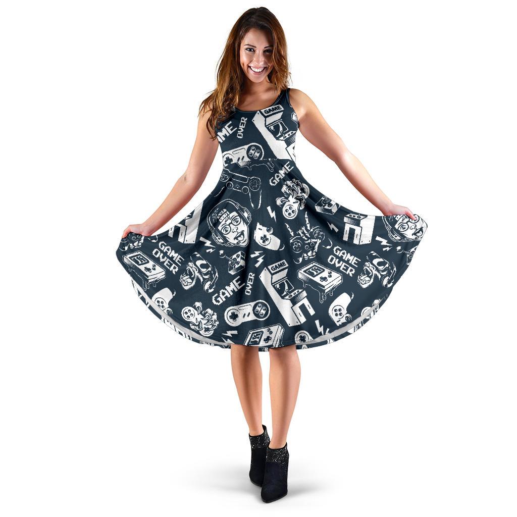 Gaming Pattern Print Dress-grizzshop