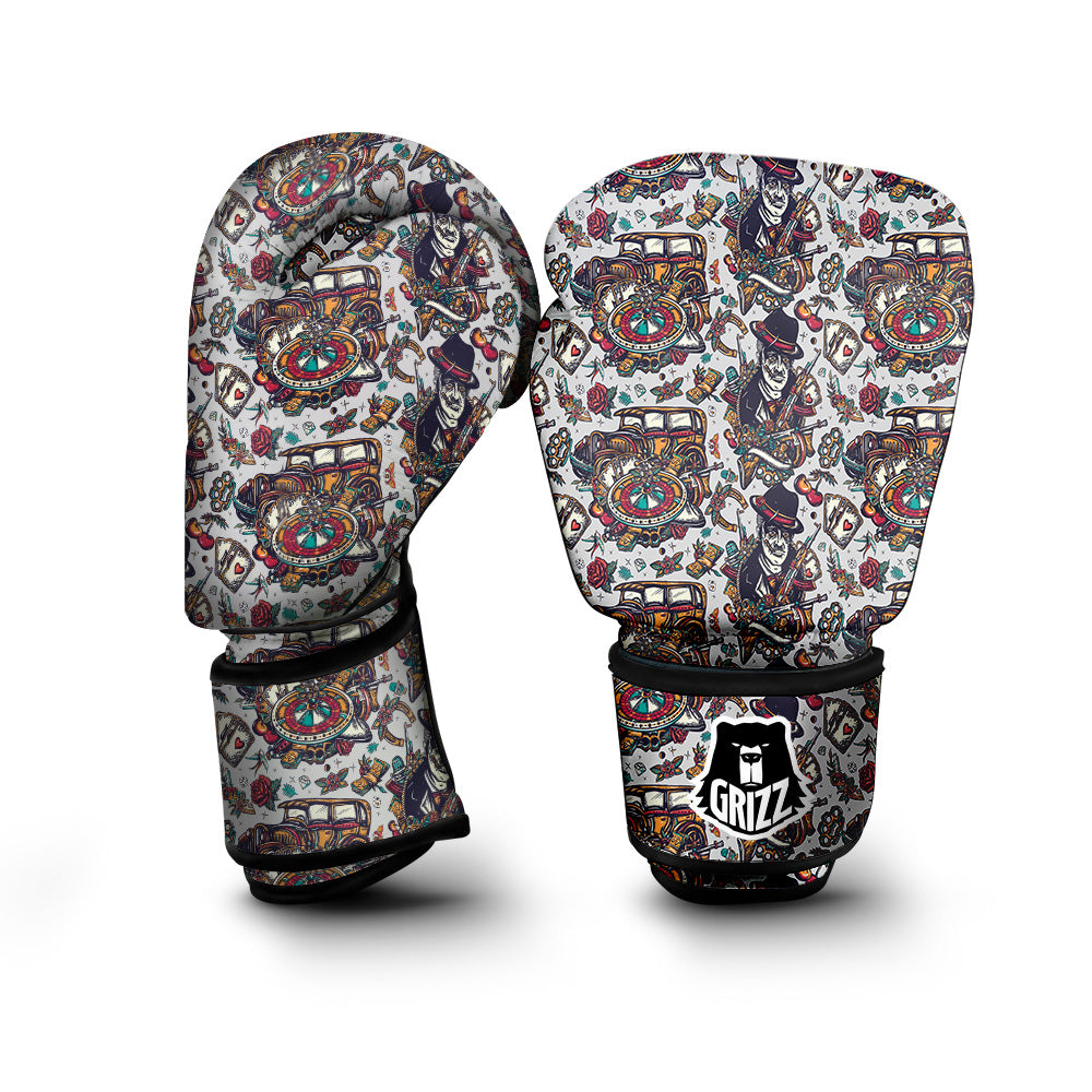 Gangsters And Criminal Tattoo Print Pattern Boxing Gloves-grizzshop