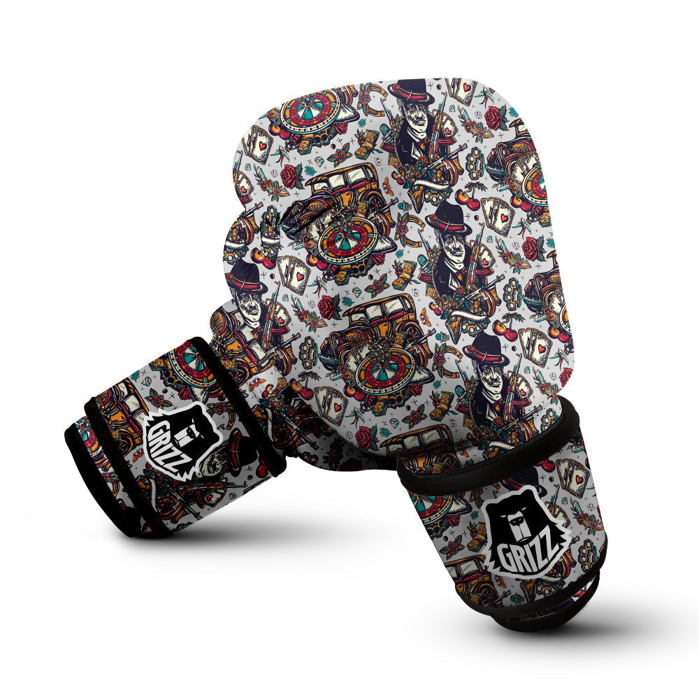Gangsters And Criminal Tattoo Print Pattern Boxing Gloves-grizzshop
