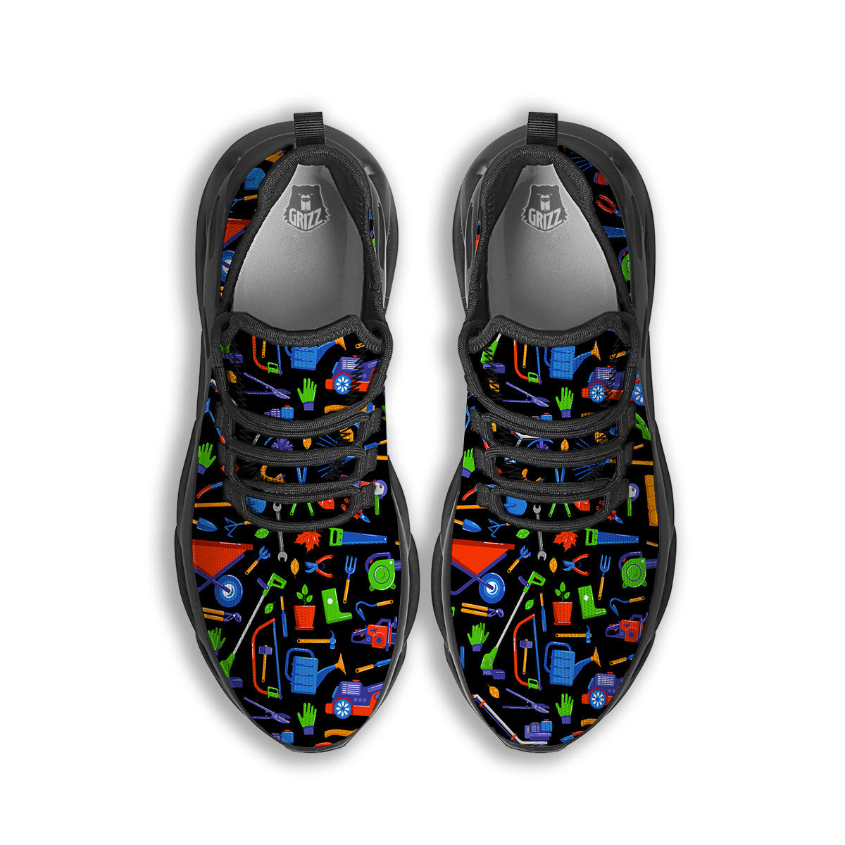 Garden Tools Print Pattern Black Running Shoes-grizzshop