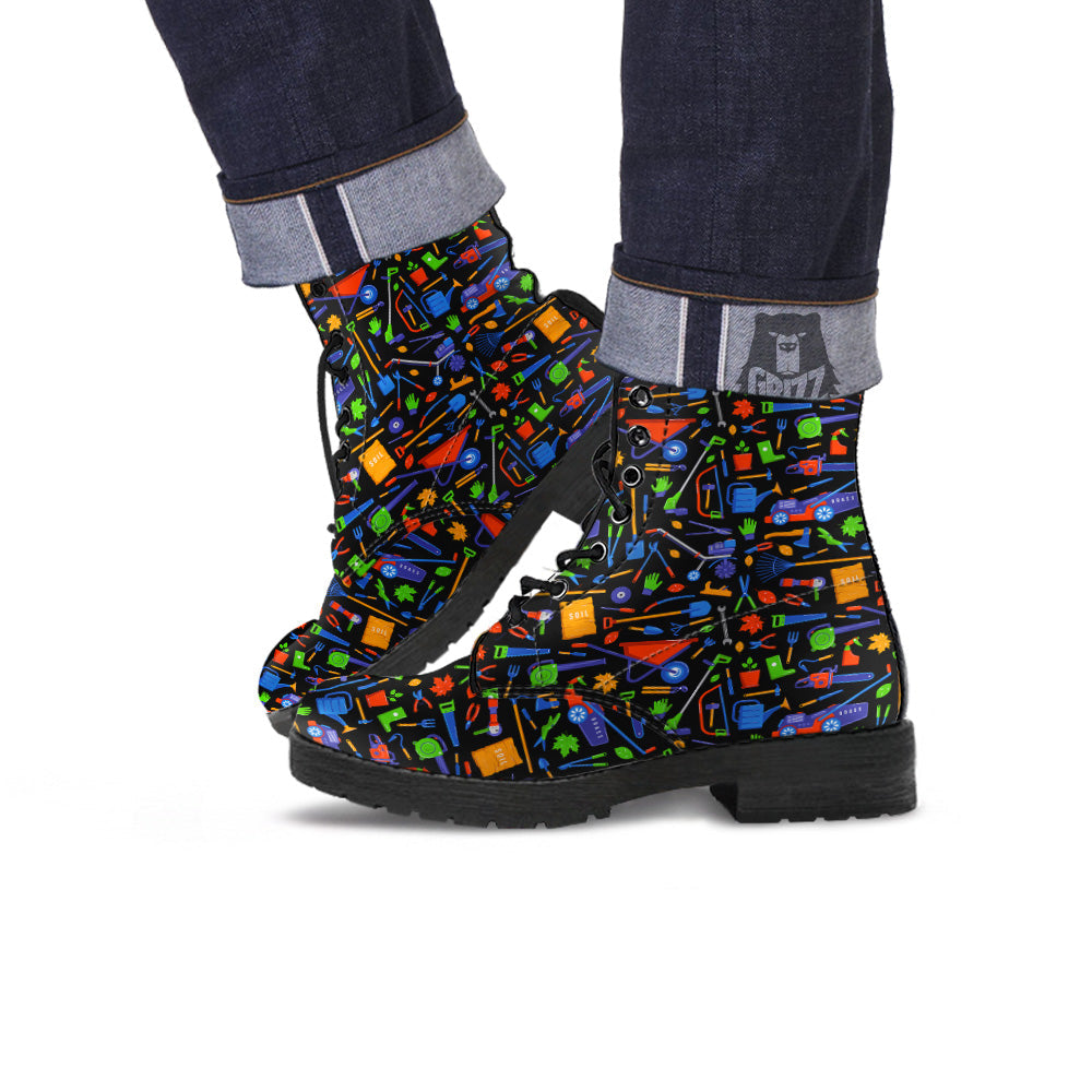 Garden Tools Print Pattern Leather Boots-grizzshop