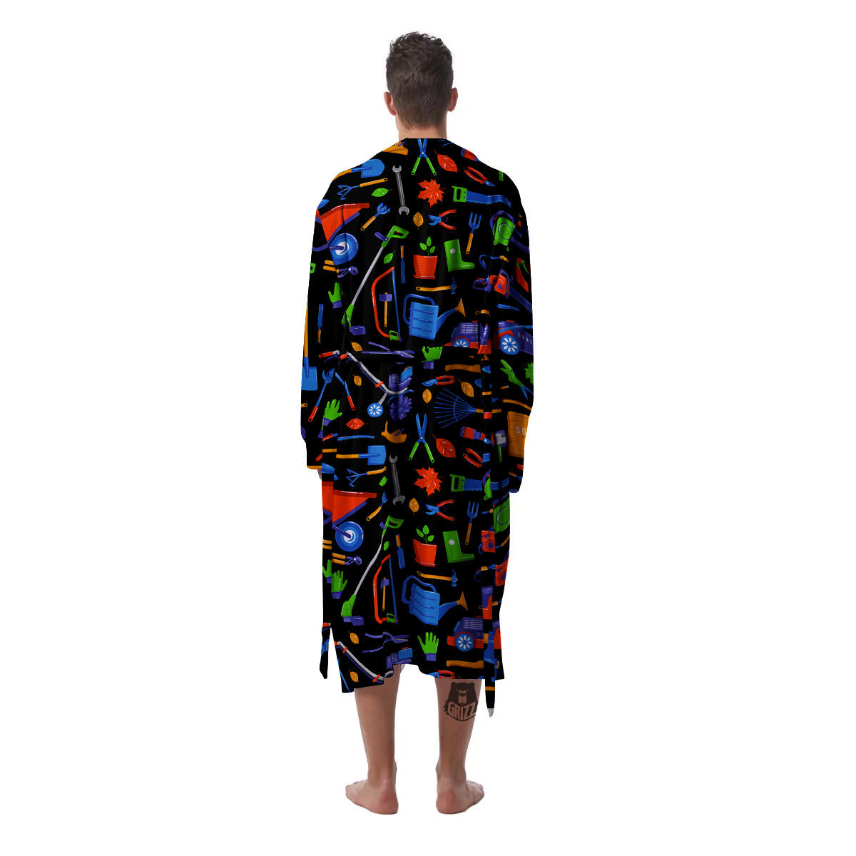 Garden Tools Print Pattern Men's Robe-grizzshop