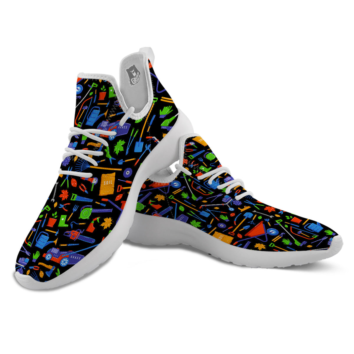 Garden Tools Print Pattern White Athletic Shoes-grizzshop
