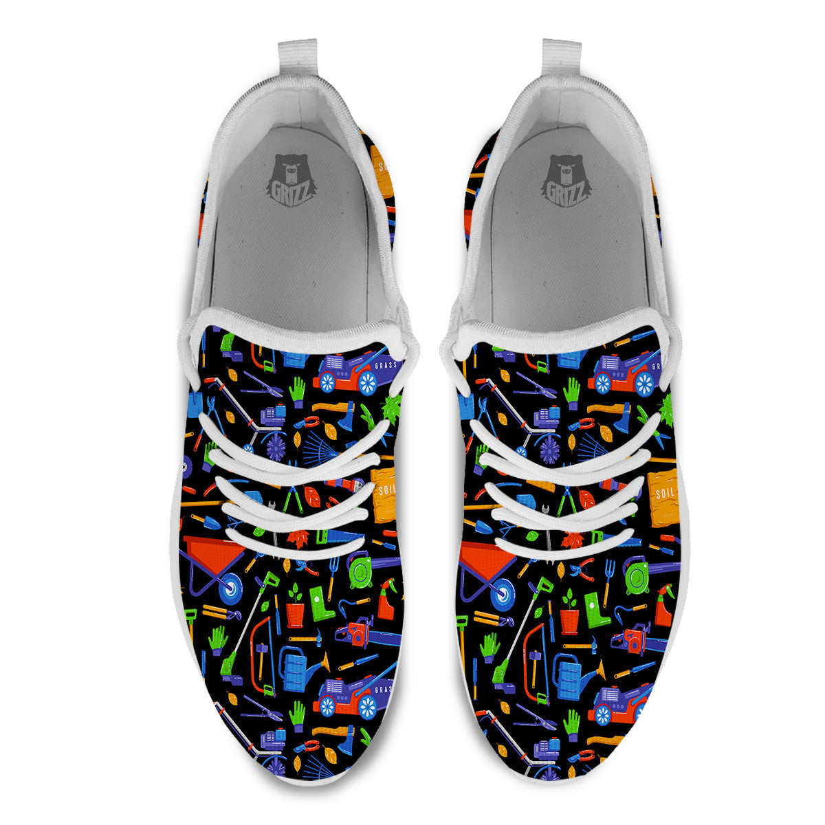 Garden Tools Print Pattern White Athletic Shoes-grizzshop