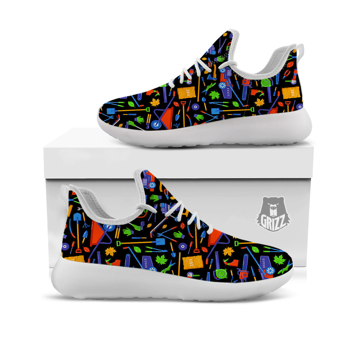 Garden Tools Print Pattern White Athletic Shoes-grizzshop