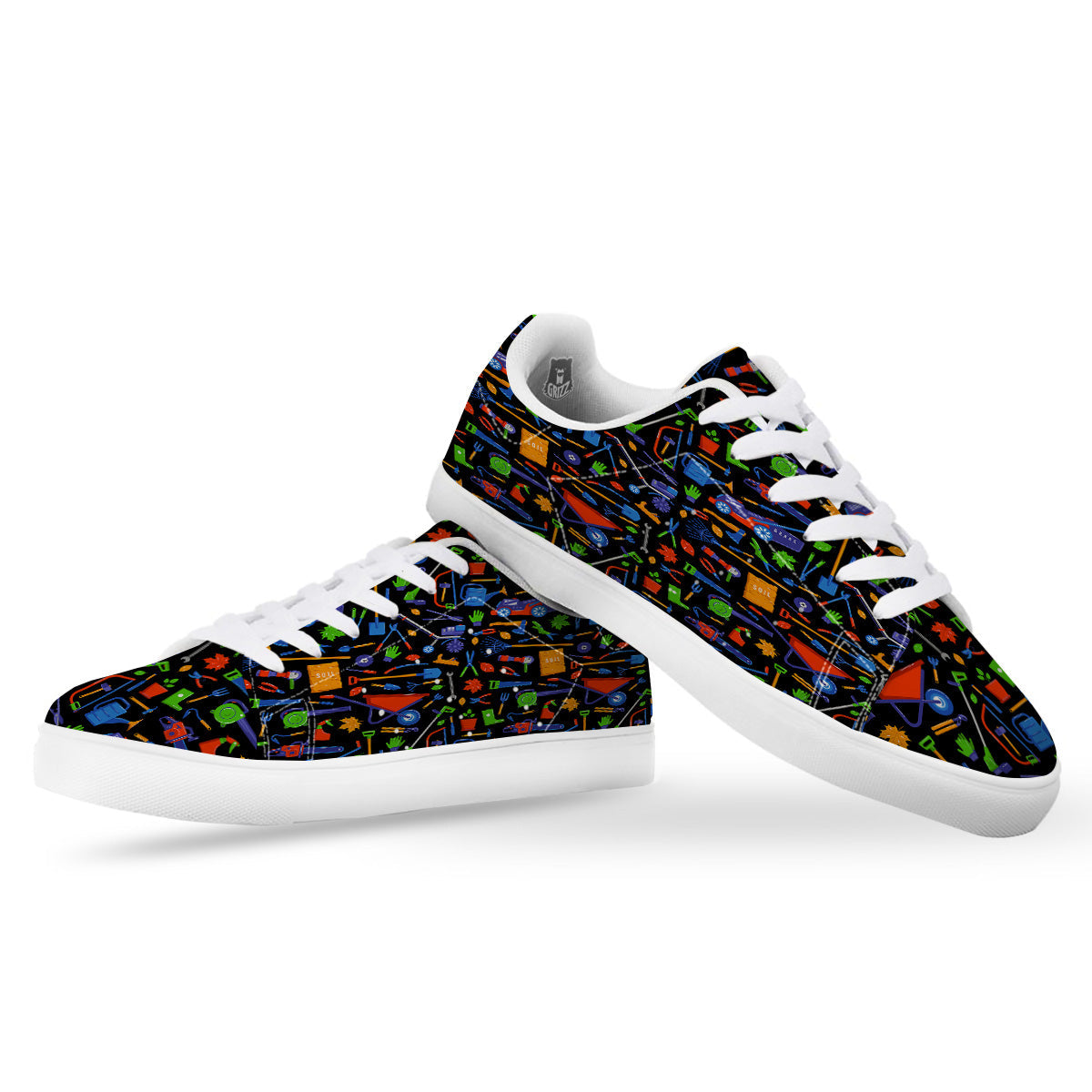 Garden Tools Print Pattern White Low Top Sneakers-grizzshop