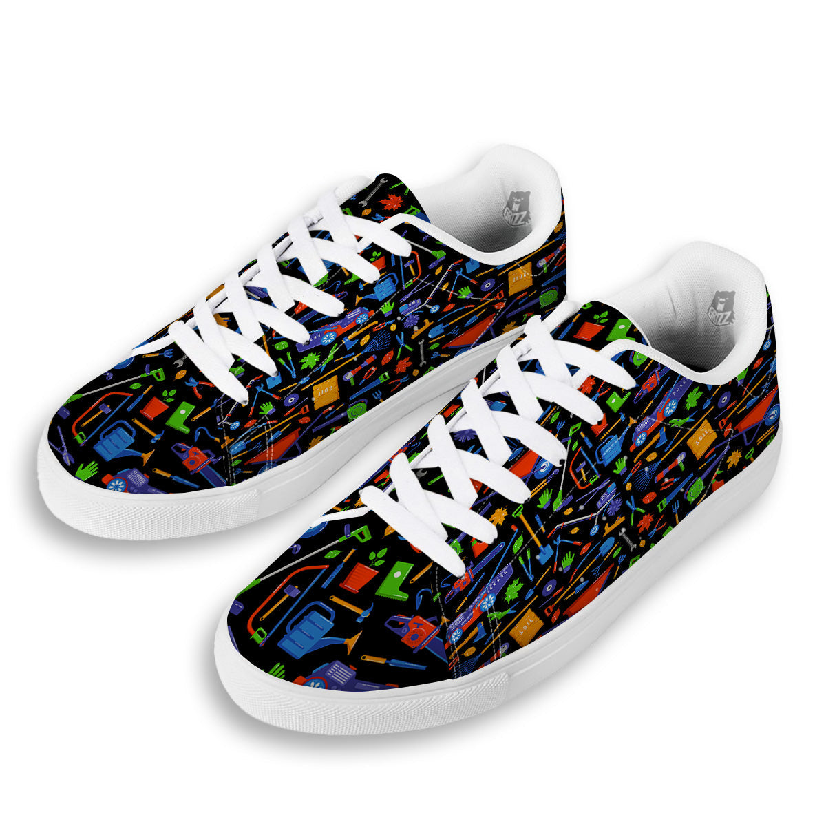 Garden Tools Print Pattern White Low Top Sneakers-grizzshop