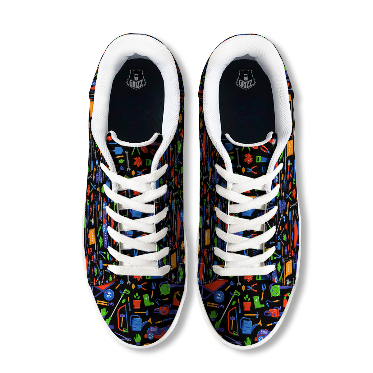 Garden Tools Print Pattern White Low Top Sneakers-grizzshop