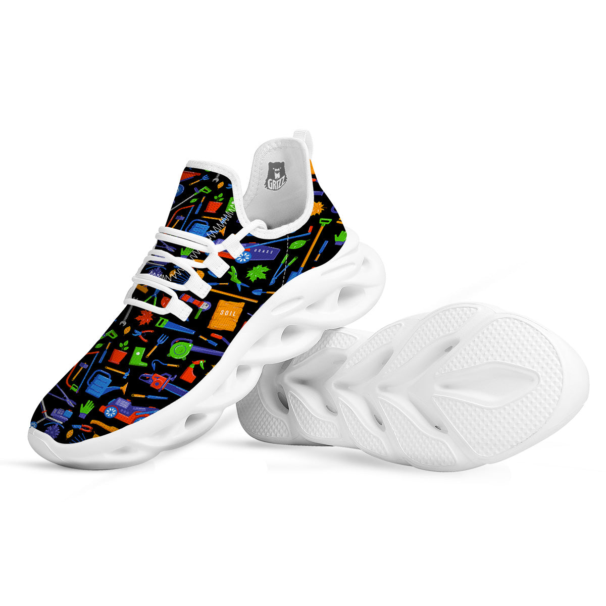 Garden Tools Print Pattern White Running Shoes-grizzshop