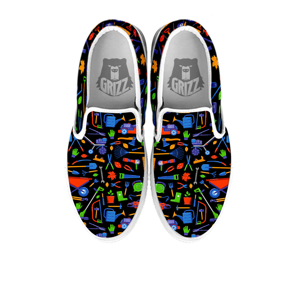 Garden Tools Print Pattern White Slip On Shoes-grizzshop