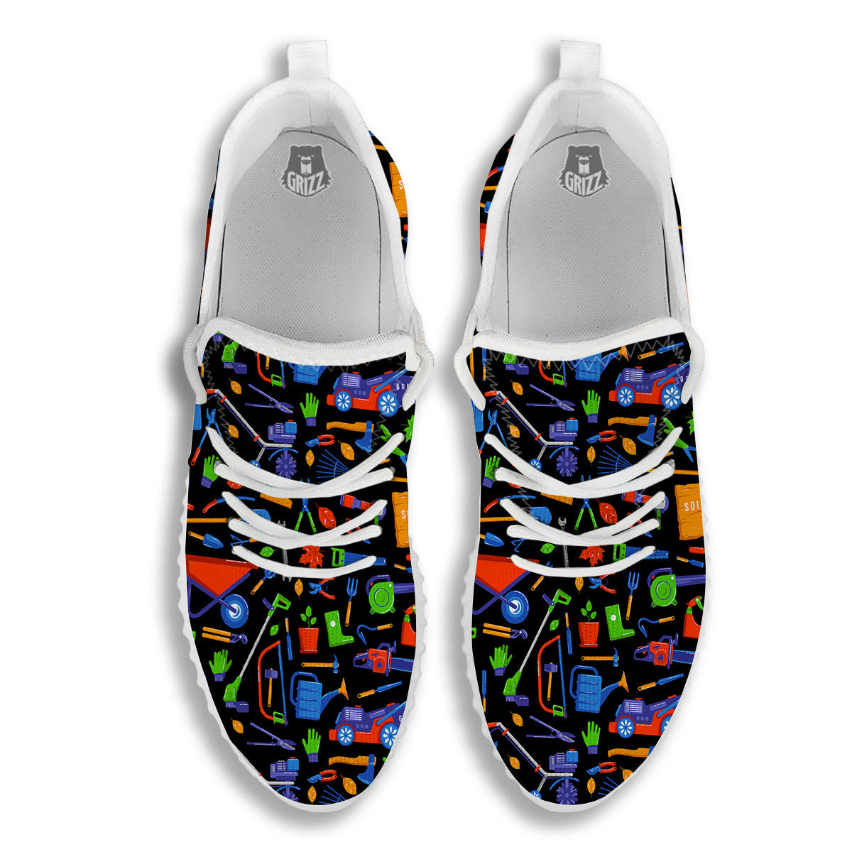 Garden Tools Print Pattern White Walking Shoes-grizzshop
