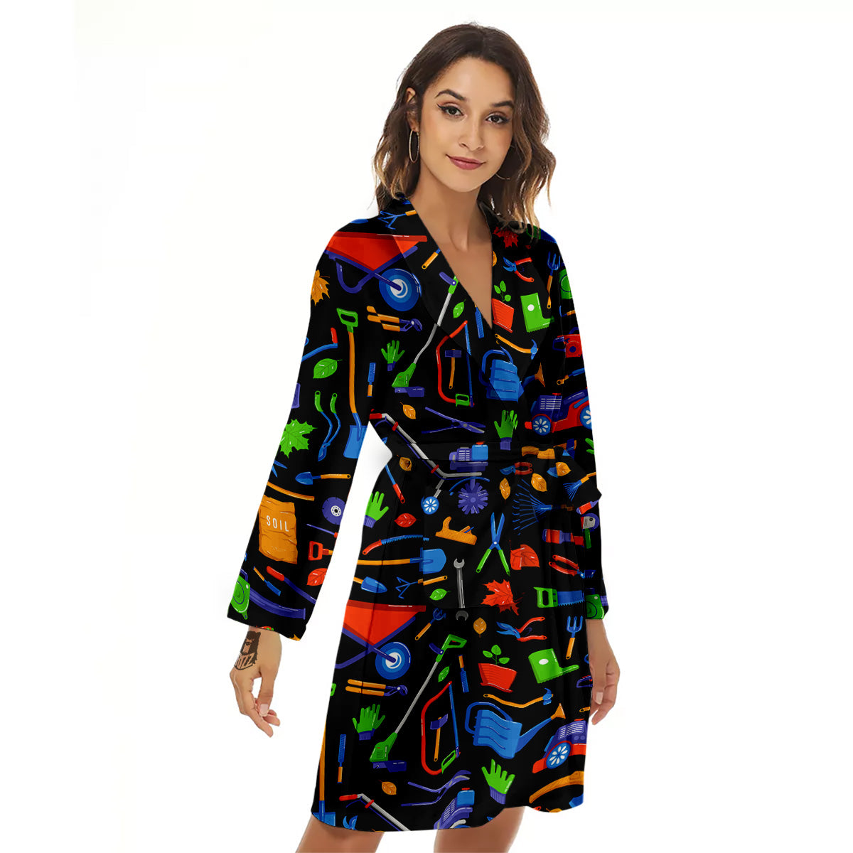 Garden Tools Print Pattern Women's Robe-grizzshop