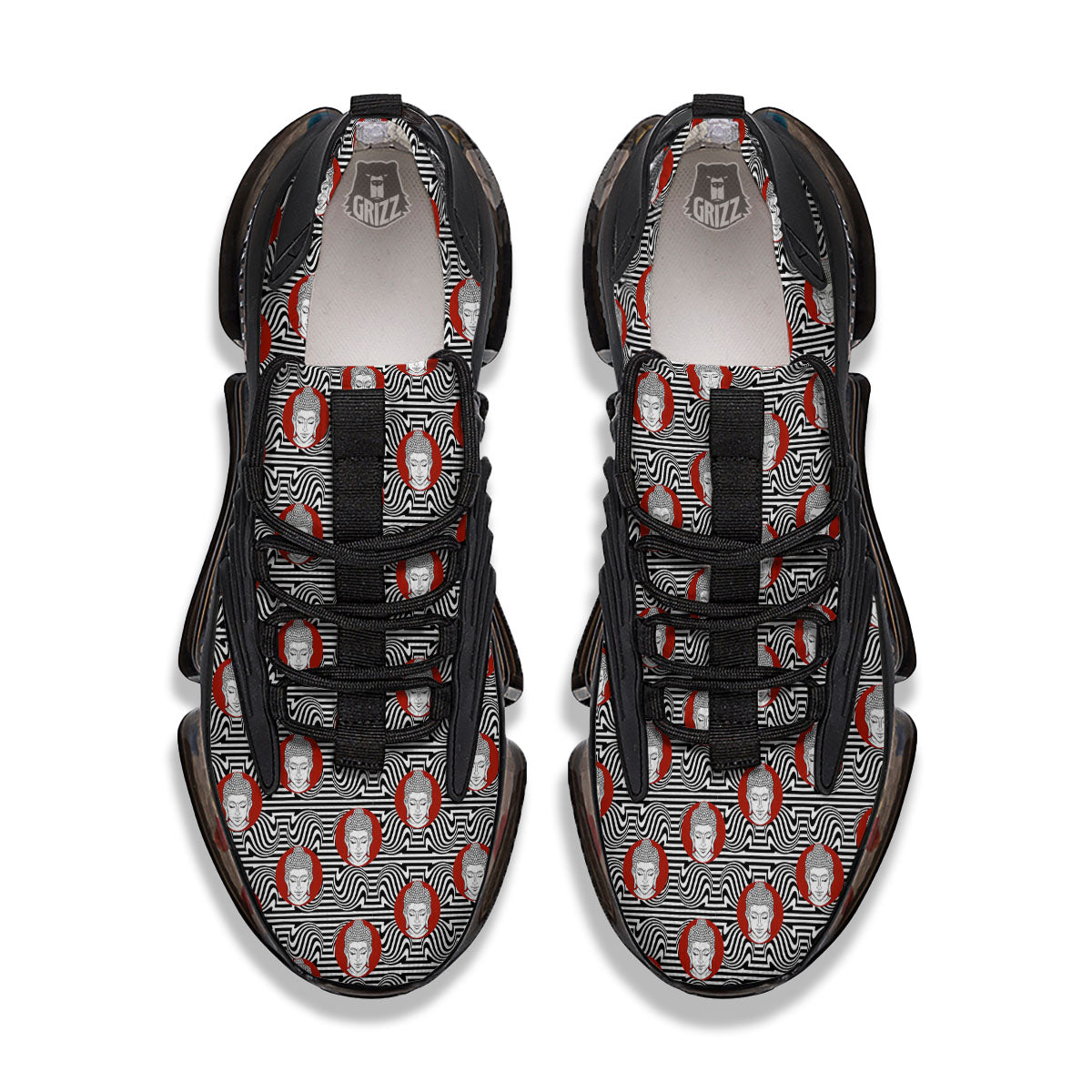 Gautama Buddha Print Pattern Black Gym Shoes-grizzshop