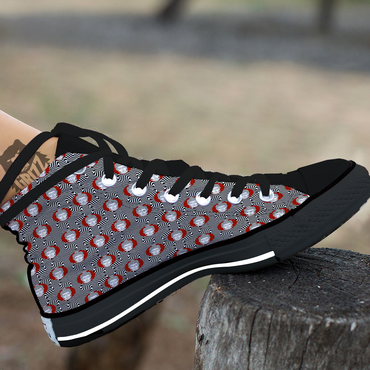 Gautama Buddha Print Pattern Black High Top Shoes-grizzshop