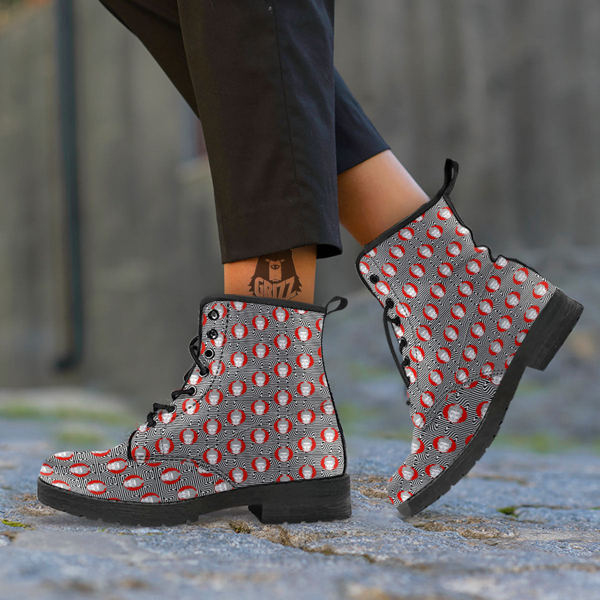 Gautama Buddha Print Pattern Leather Boots-grizzshop