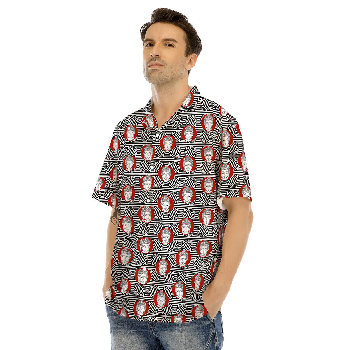 Gautama Buddha Print Pattern Men's Hawaiian Shirt-grizzshop