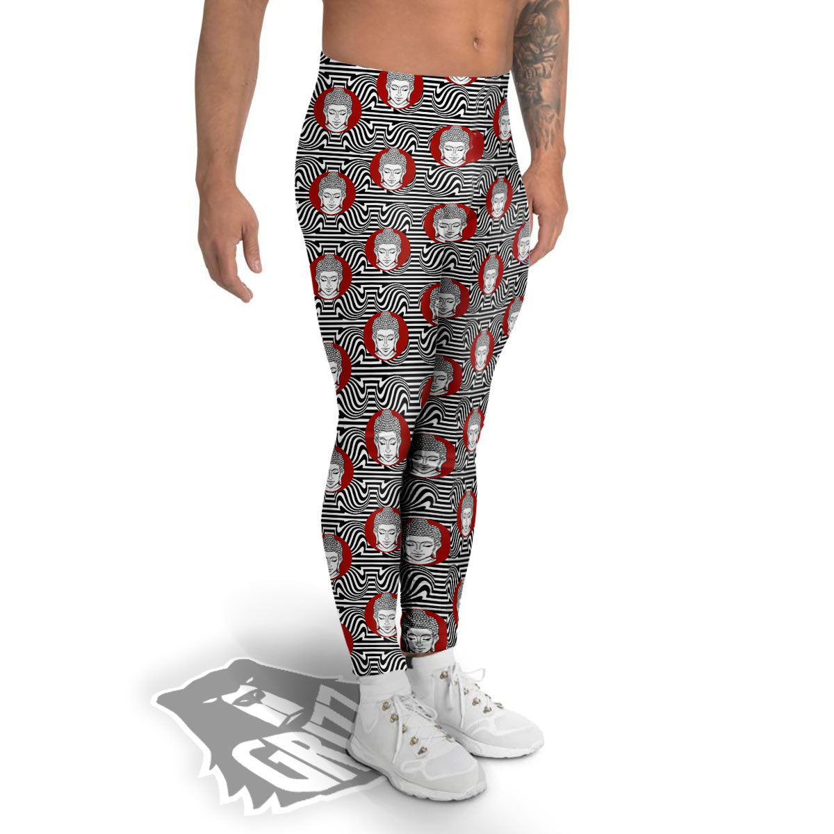 Gautama Buddha Print Pattern Men's Leggings-grizzshop
