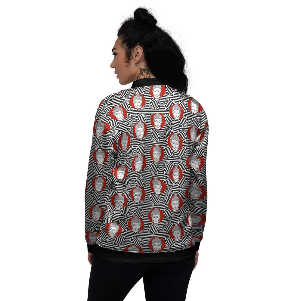 Gautama Buddha Print Pattern Women's Bomber Jacket-grizzshop