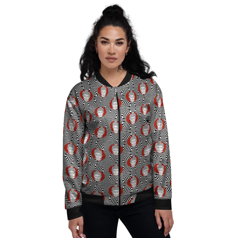 Gautama Buddha Print Pattern Women's Bomber Jacket-grizzshop