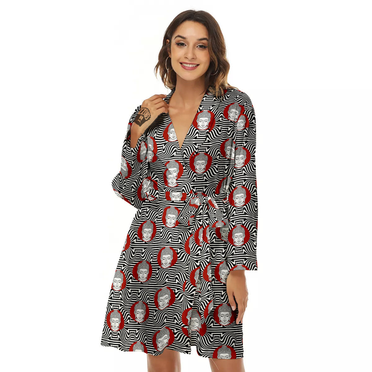 Gautama Buddha Print Pattern Women's Robe-grizzshop