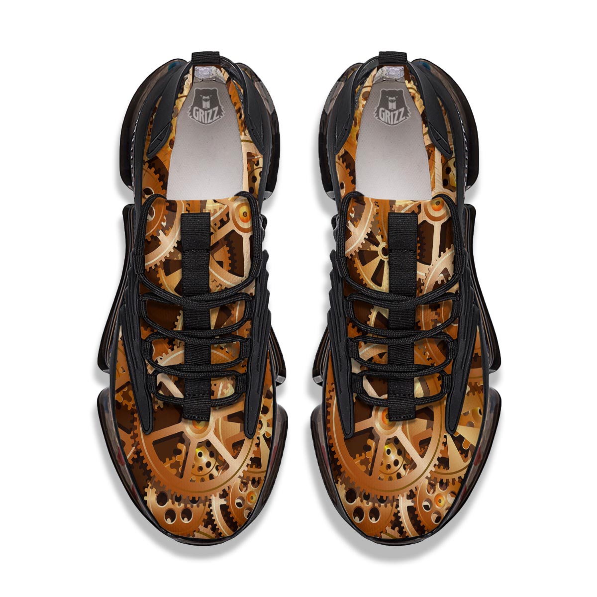 Gears And Steampunk Cogs Print Black Gym Shoes-grizzshop