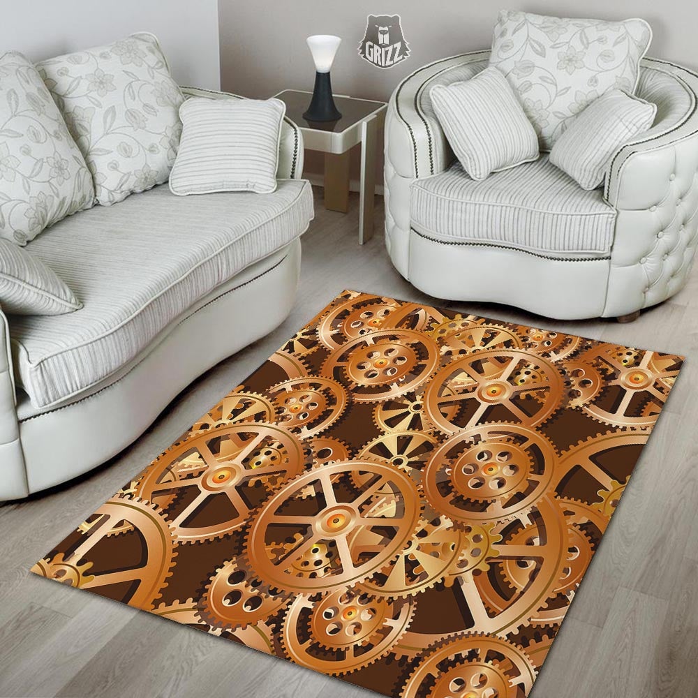 Gears And Steampunk Cogs Print Floor Mat-grizzshop