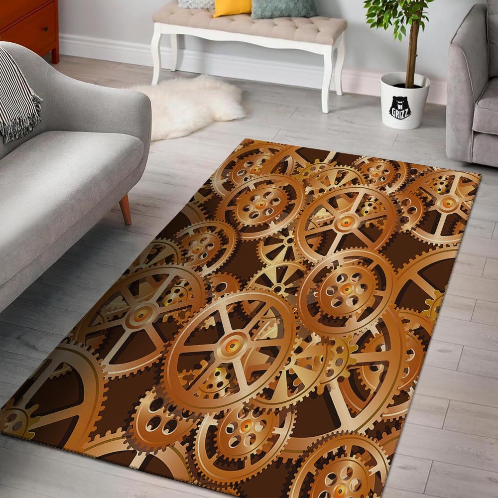 Gears And Steampunk Cogs Print Floor Mat-grizzshop