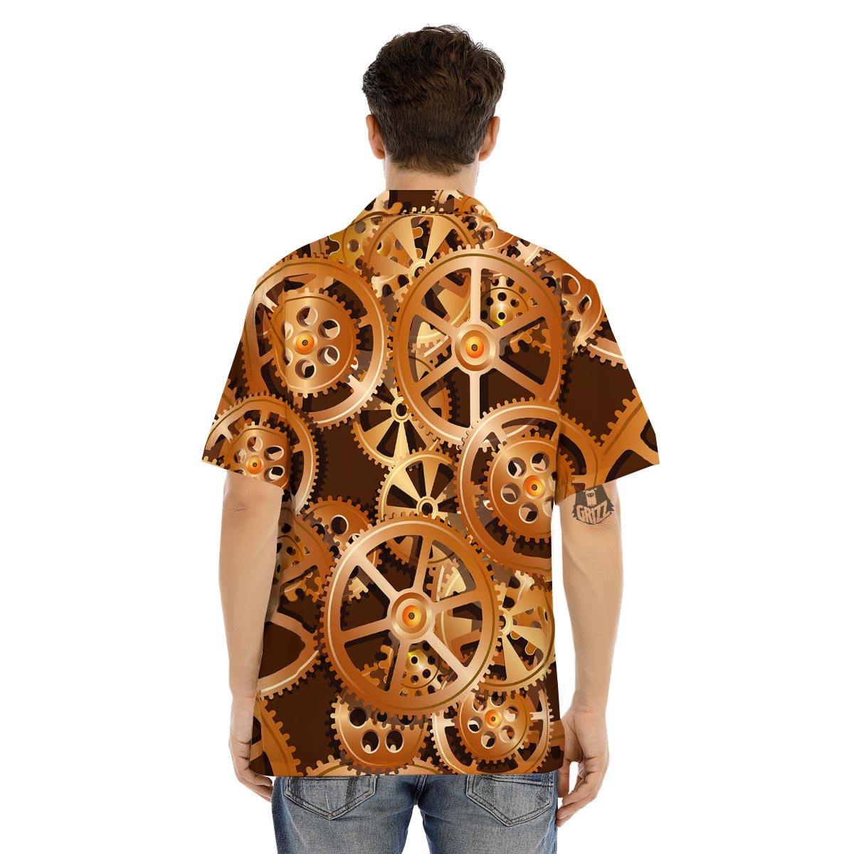 Gears And Steampunk Cogs Print Men's Hawaiian Shirt-grizzshop