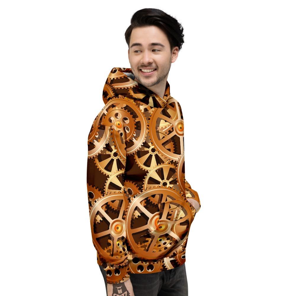 Gears And Steampunk Cogs Print Men's Hoodie-grizzshop