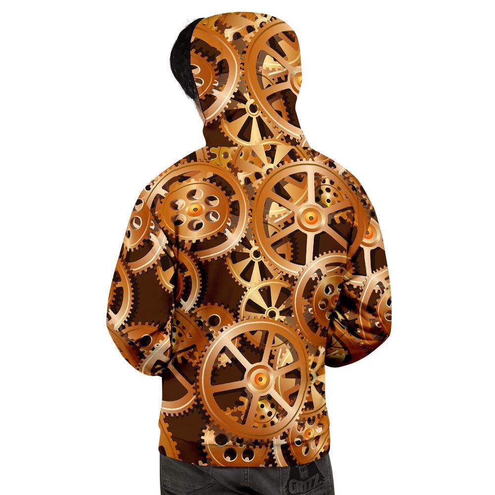 Gears And Steampunk Cogs Print Men's Hoodie-grizzshop