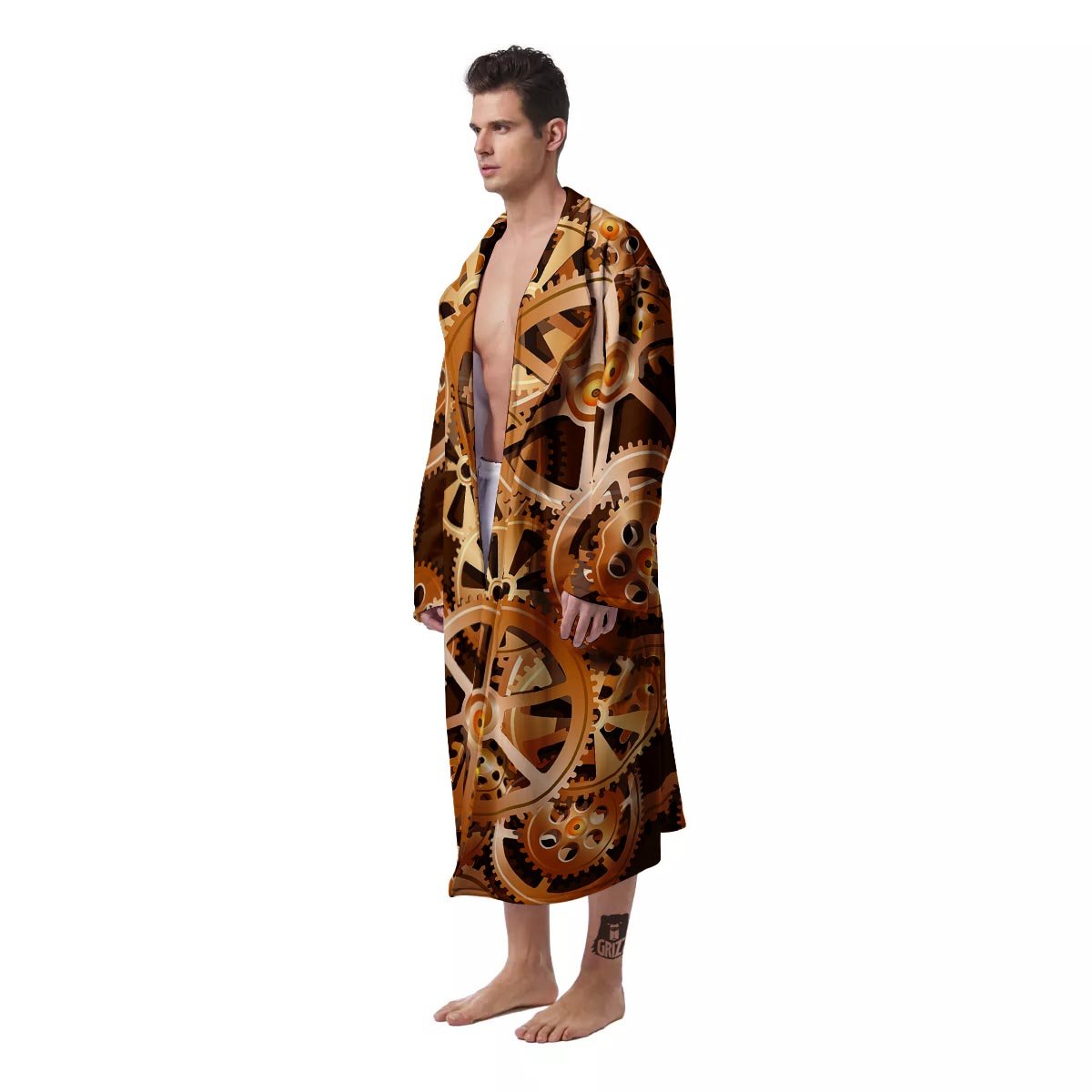 Gears And Steampunk Cogs Print Men's Robe-grizzshop