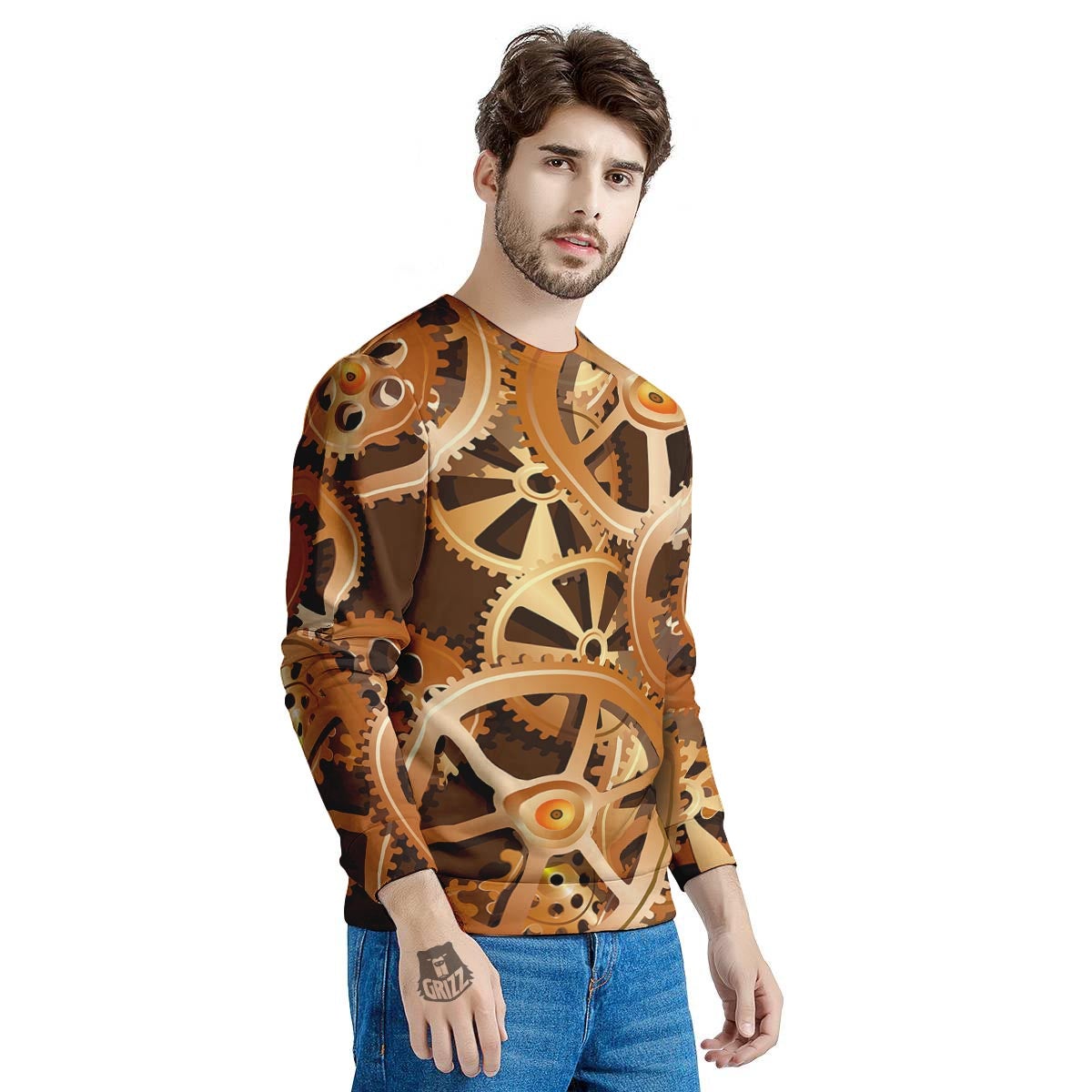 Gears And Steampunk Cogs Print Men's Sweatshirt-grizzshop