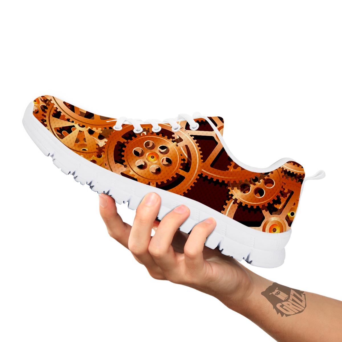 Gears And Steampunk Cogs Print White Sneaker-grizzshop
