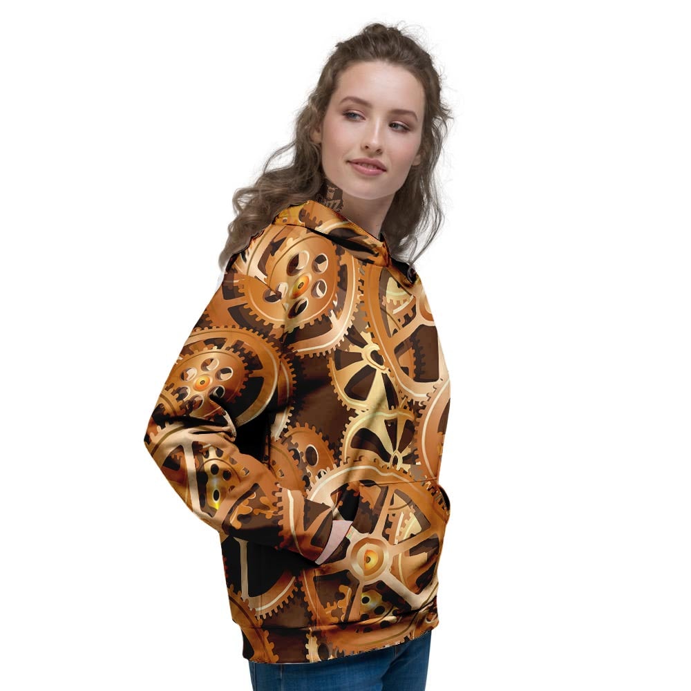 Gears And Steampunk Cogs Print Women's Hoodie-grizzshop