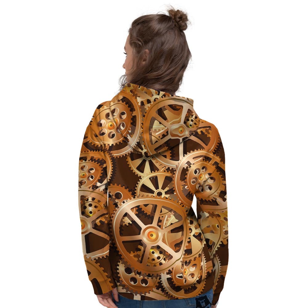 Gears And Steampunk Cogs Print Women's Hoodie-grizzshop