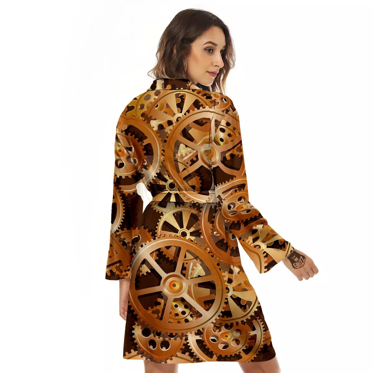 Gears And Steampunk Cogs Print Women's Robe-grizzshop