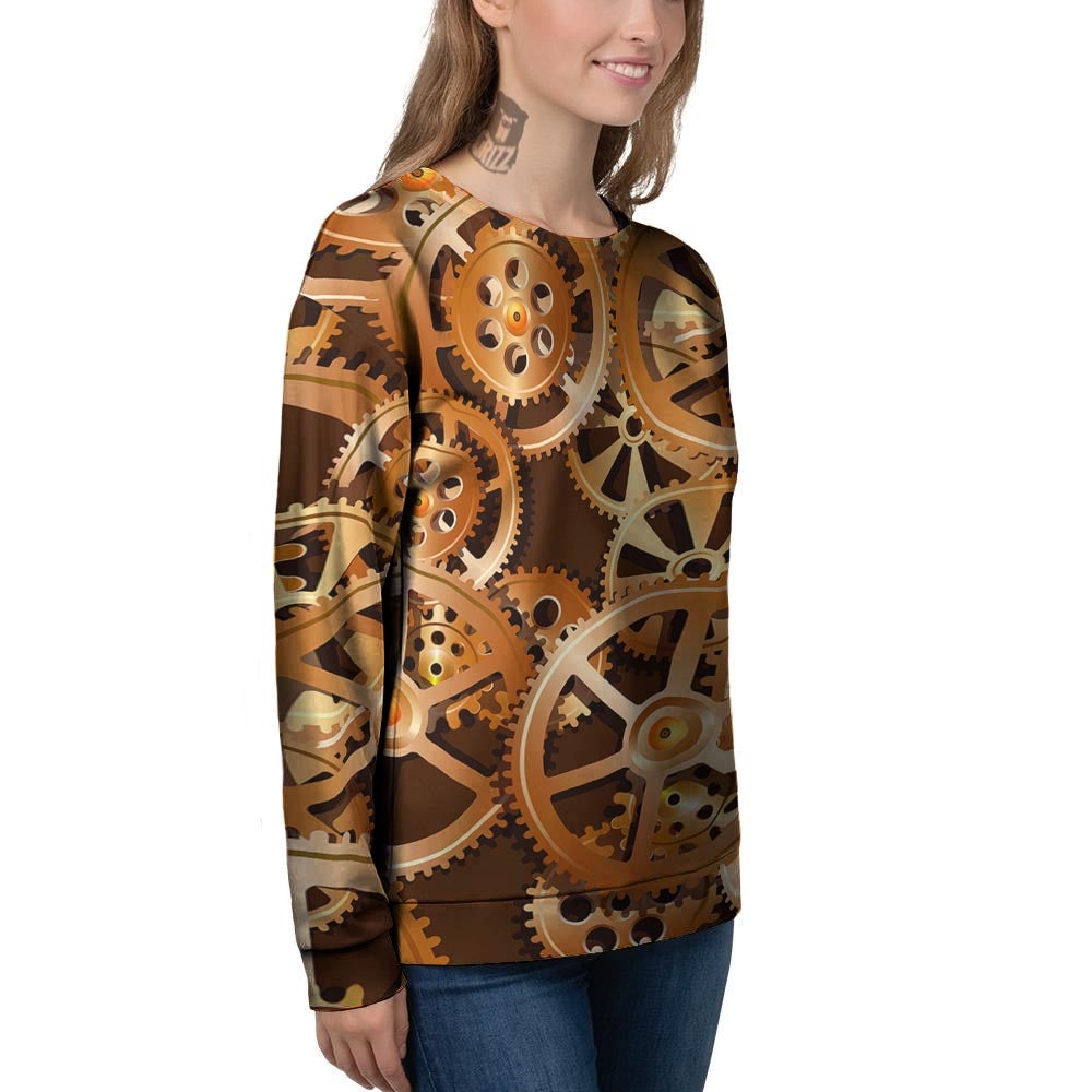 Gears And Steampunk Cogs Print Women's Sweatshirt-grizzshop