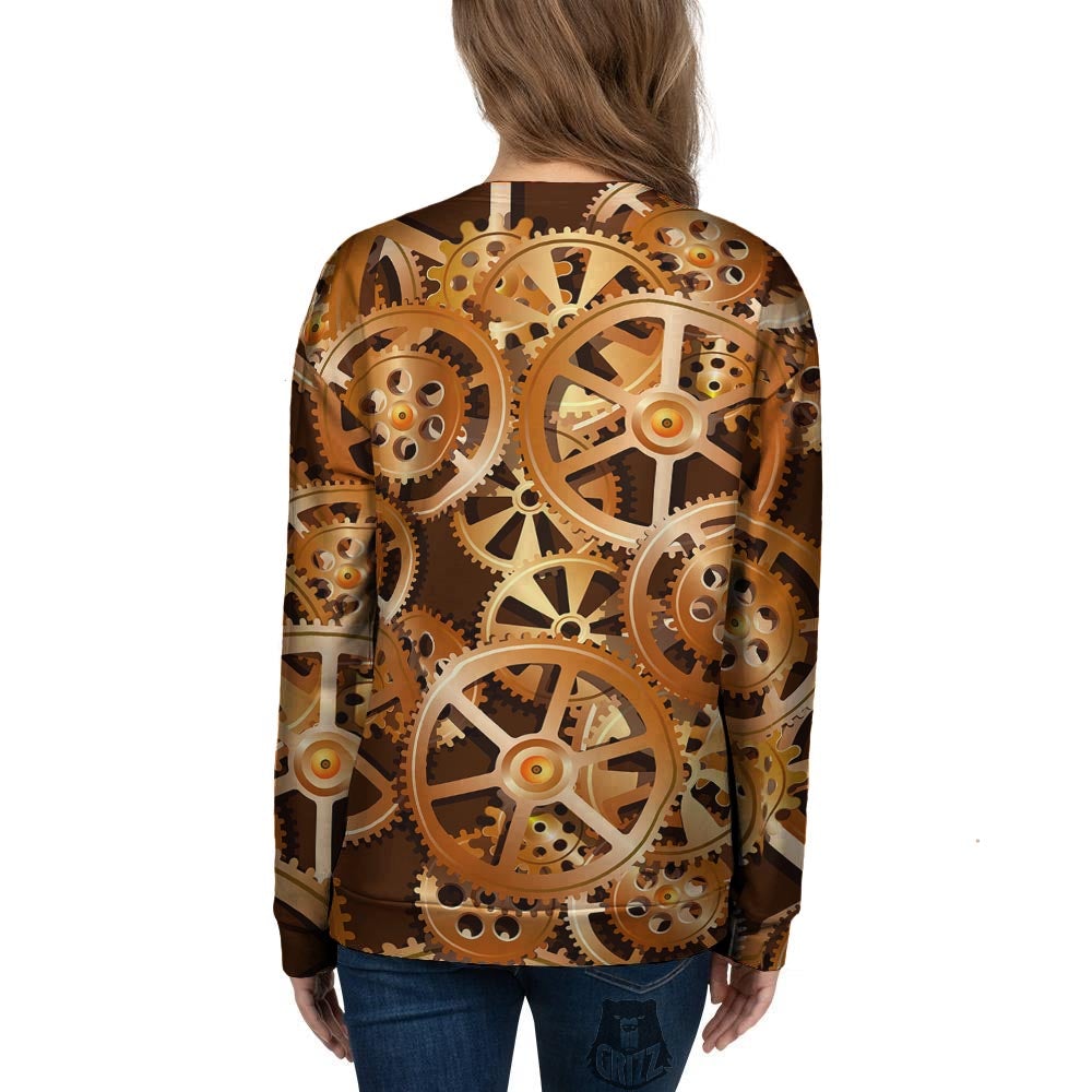 Gears And Steampunk Cogs Print Women's Sweatshirt-grizzshop