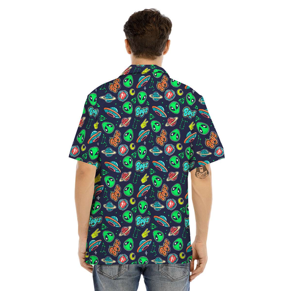Geen Alien Ufo In Space Print Pattern Men's Hawaiian Shirt-grizzshop