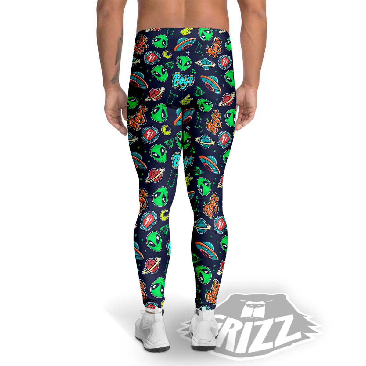 Geen Alien Ufo In Space Print Pattern Men's Leggings-grizzshop