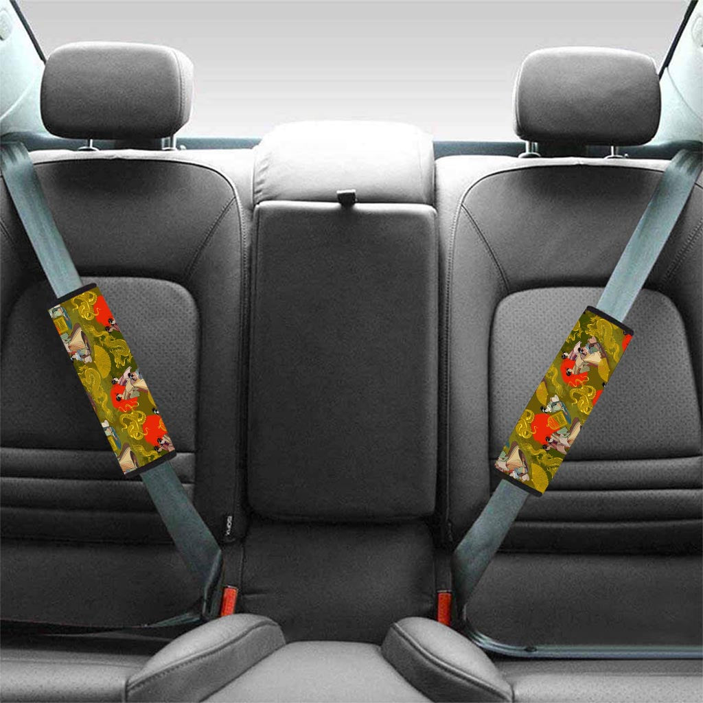 Geisha Japanese Dragon Print Seat Belt Cover-grizzshop