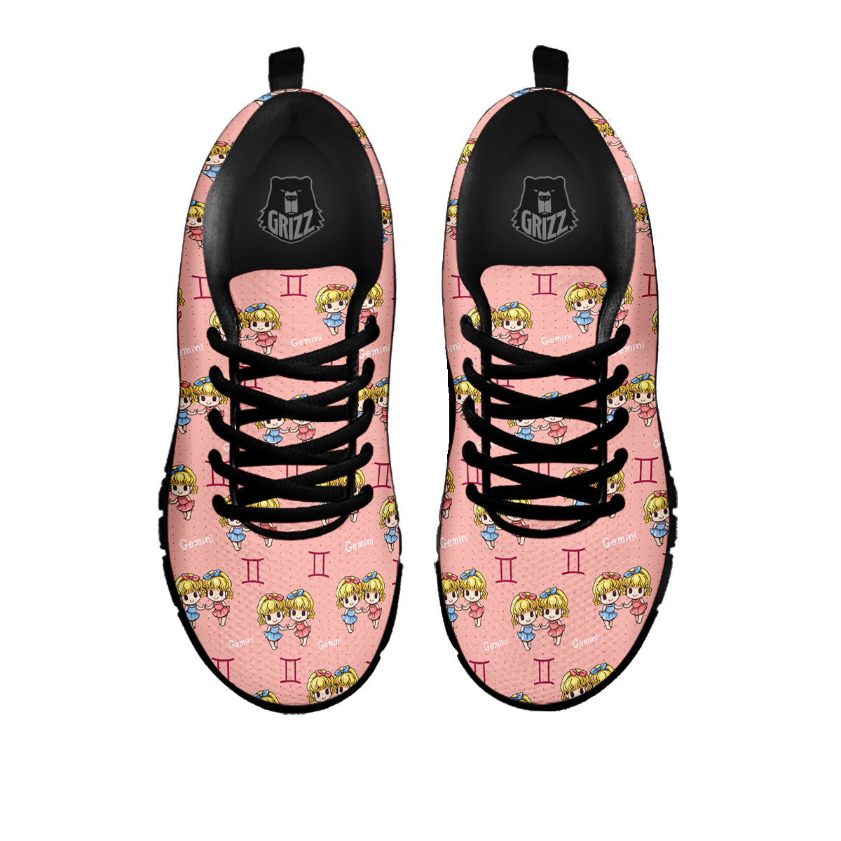 Gemini Cute Cartoon Print Pattern Black Sneaker-grizzshop