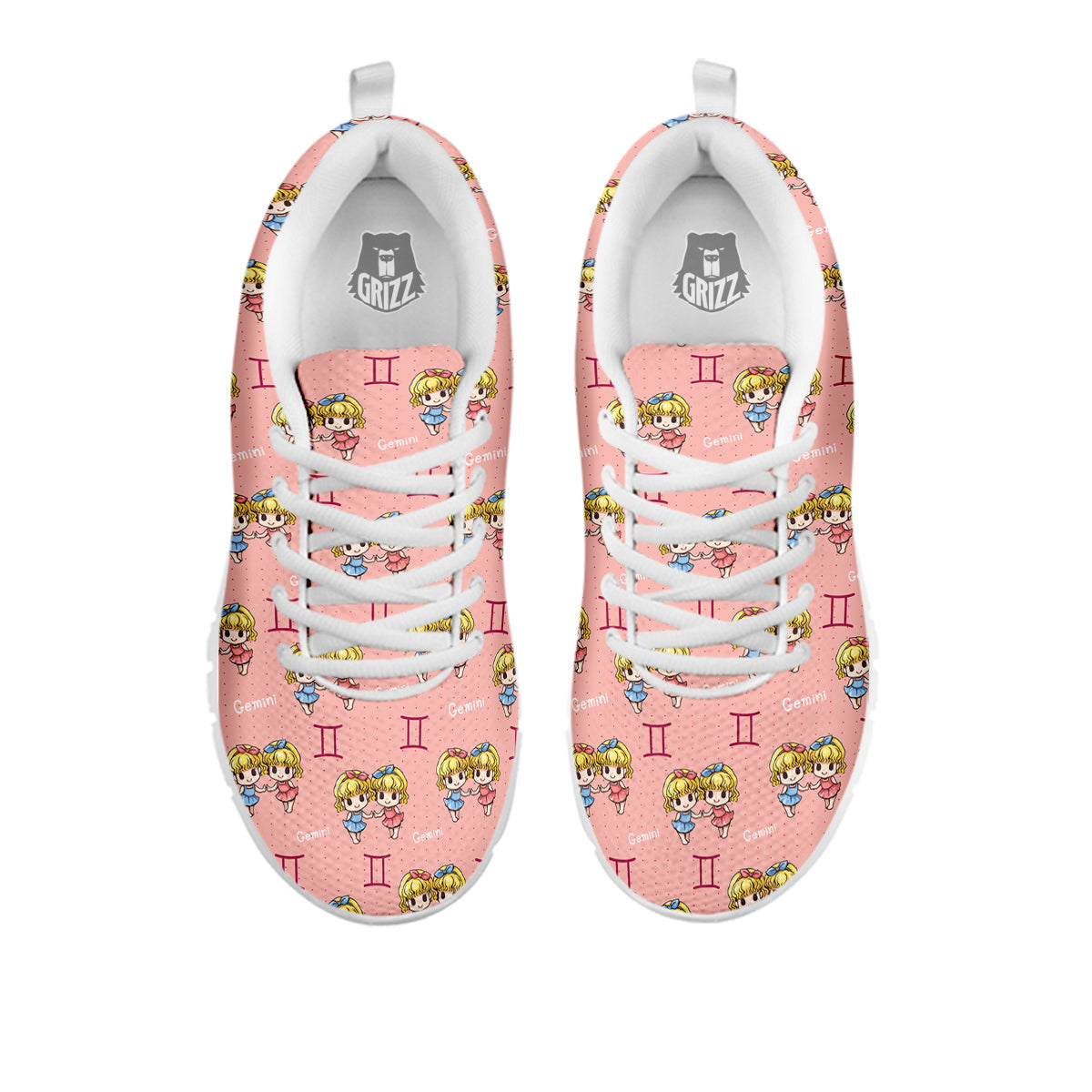 Gemini Cute Cartoon Print Pattern White Sneaker-grizzshop