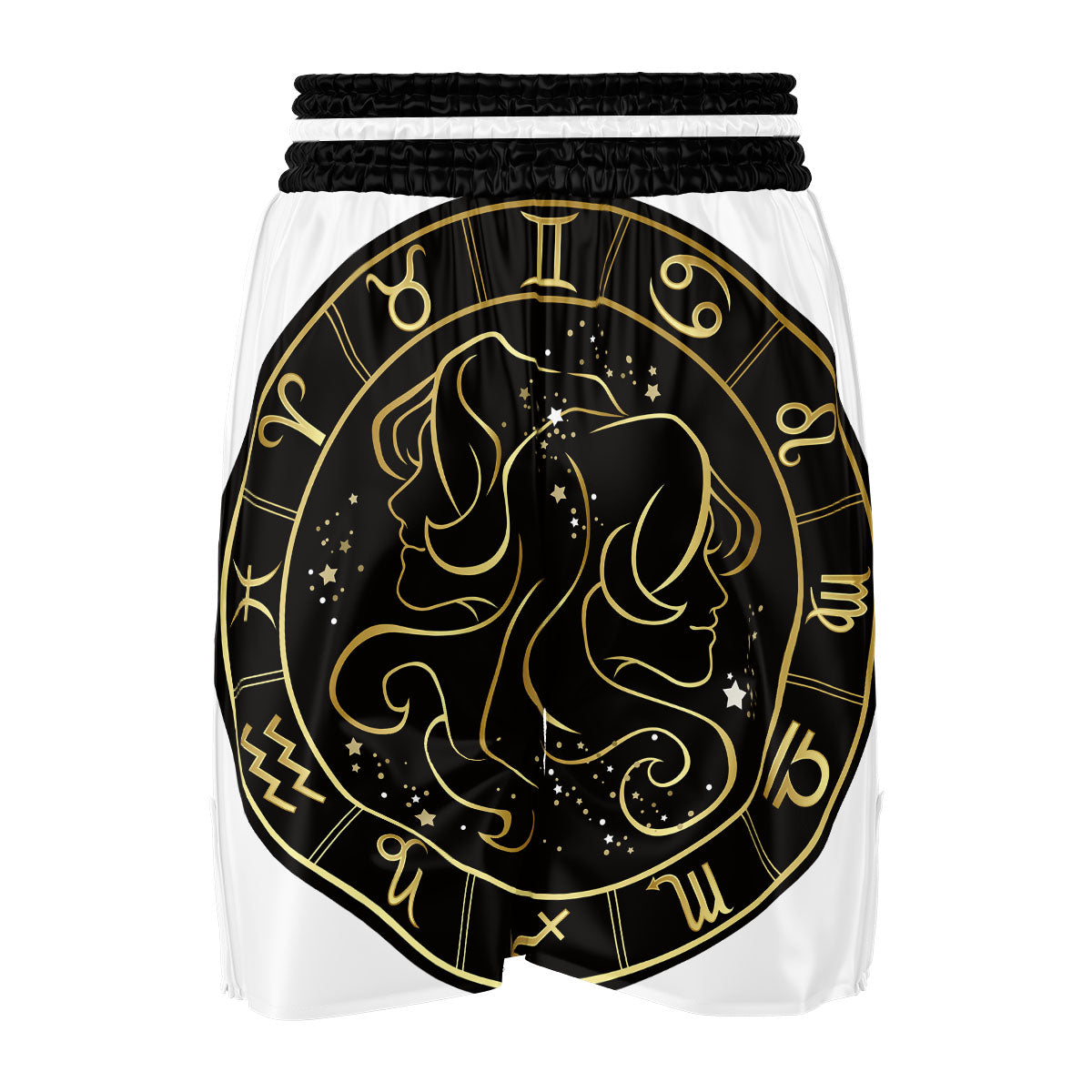 Gemini Sign Black And Gold Print Boxing Shorts-grizzshop