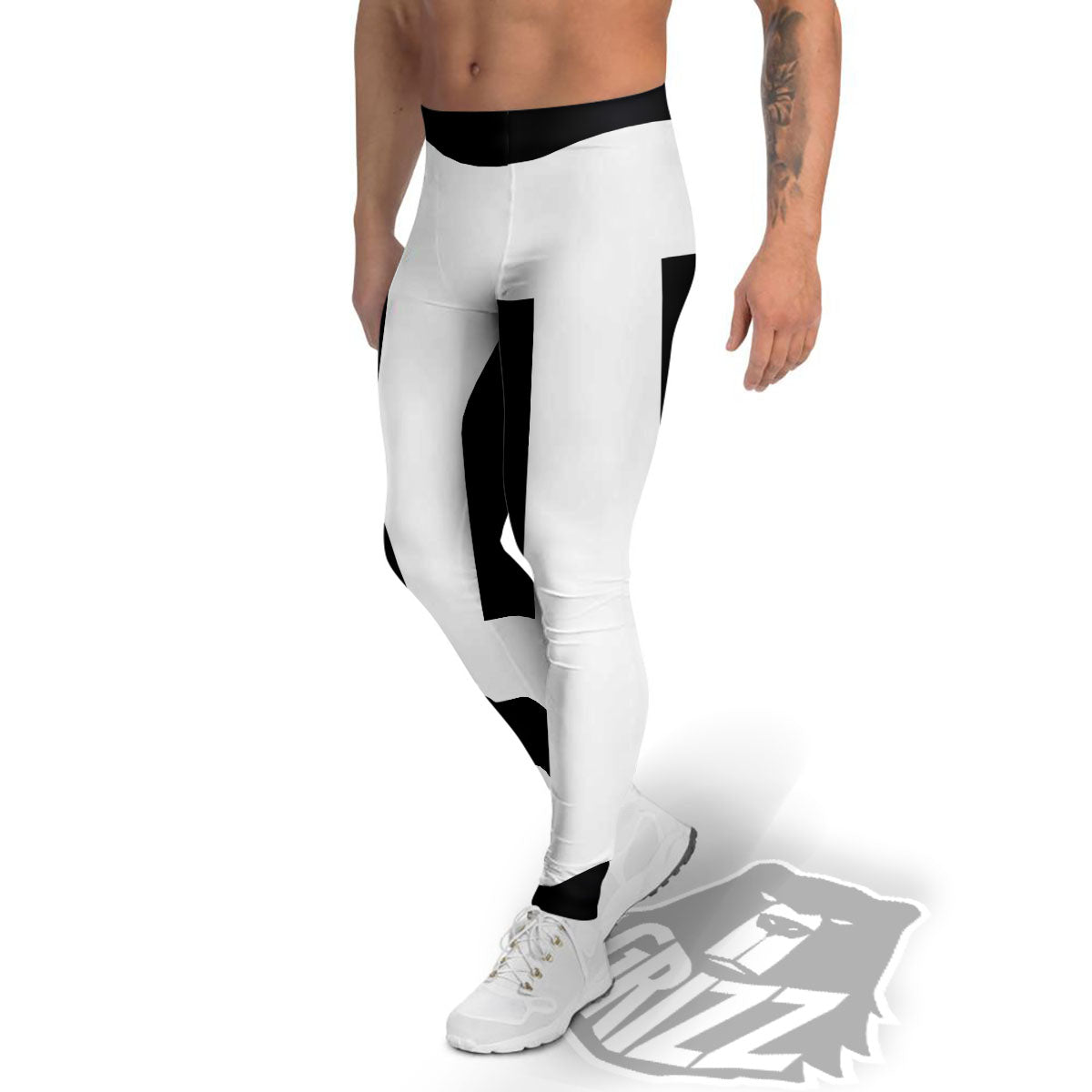 Gemini Sign White And Black Print Men's Leggings-grizzshop