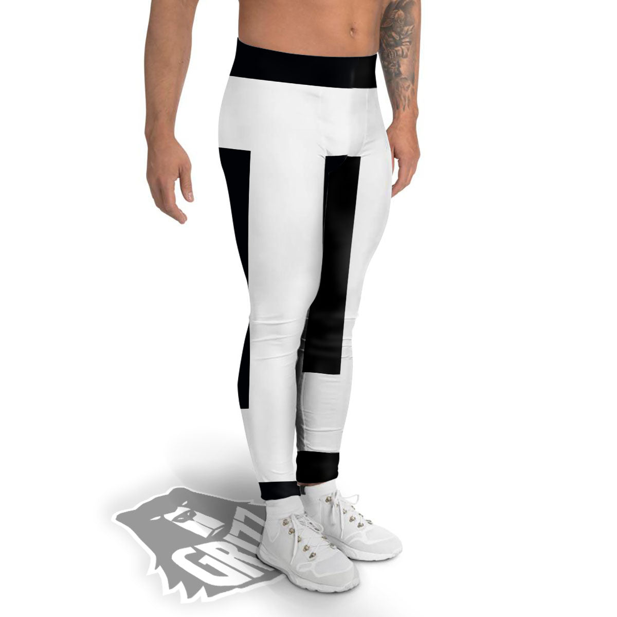 Gemini Sign White And Black Print Men's Leggings-grizzshop