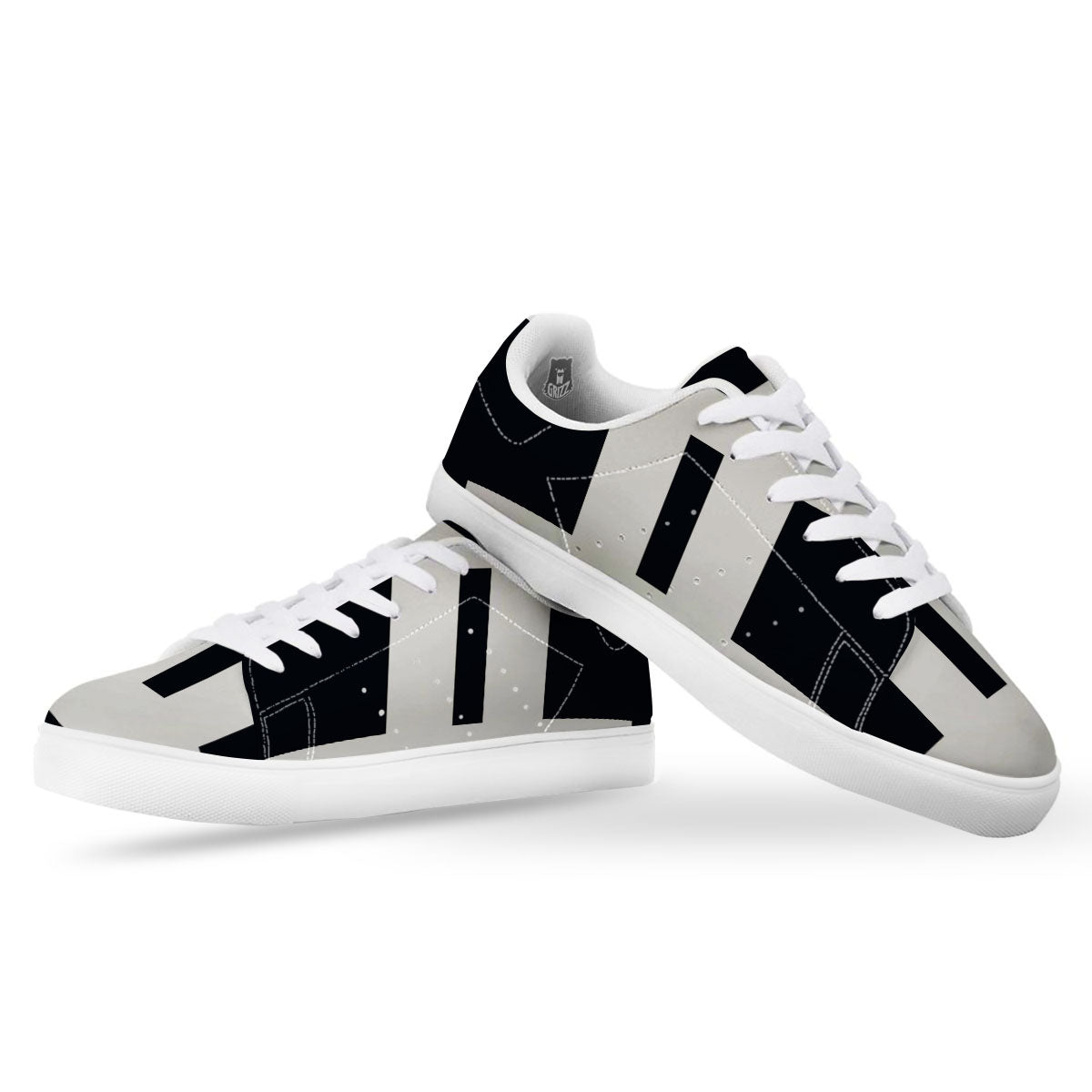 Gemini Sign White And Black Print White Low Top Sneakers-grizzshop