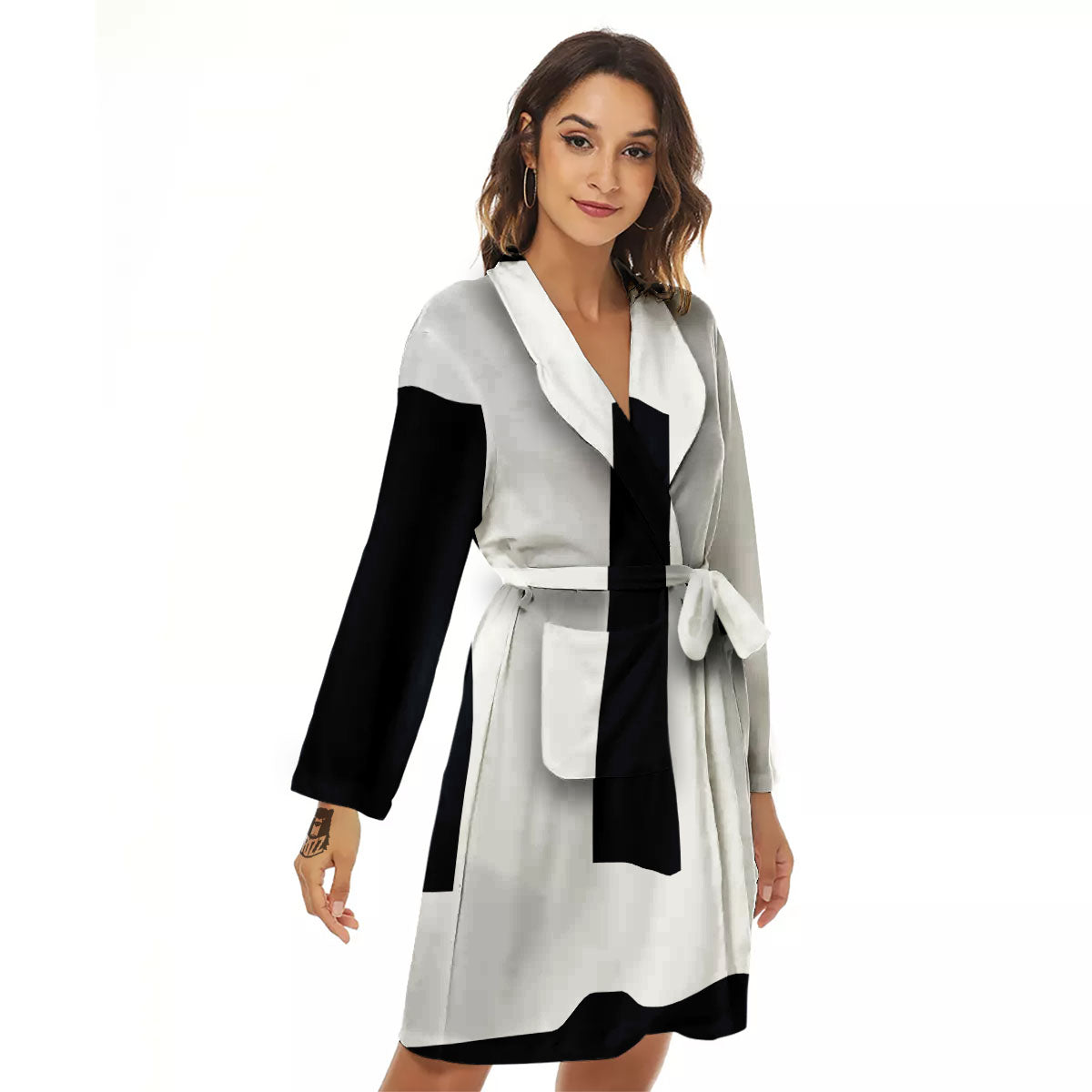 Gemini Sign White And Black Print Women's Robe-grizzshop