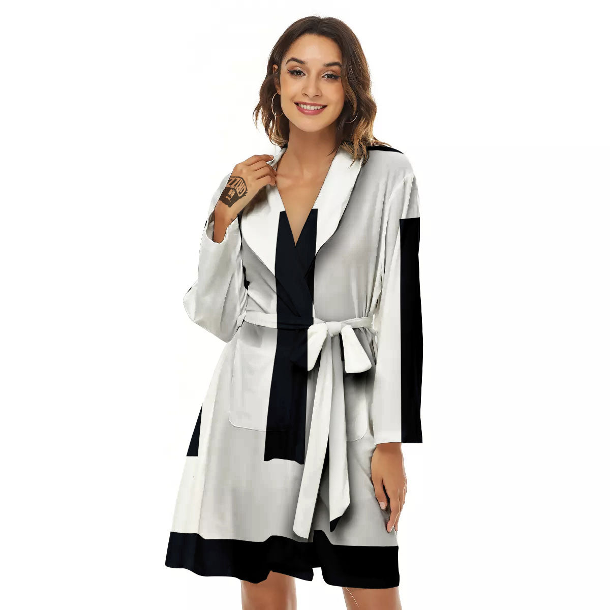 Gemini Sign White And Black Print Women's Robe-grizzshop