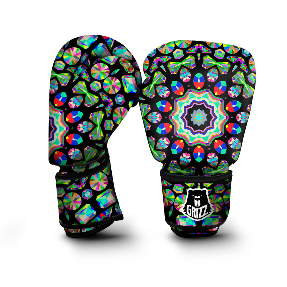 Gems Kaleidoscope Colorful Print Boxing Gloves-grizzshop